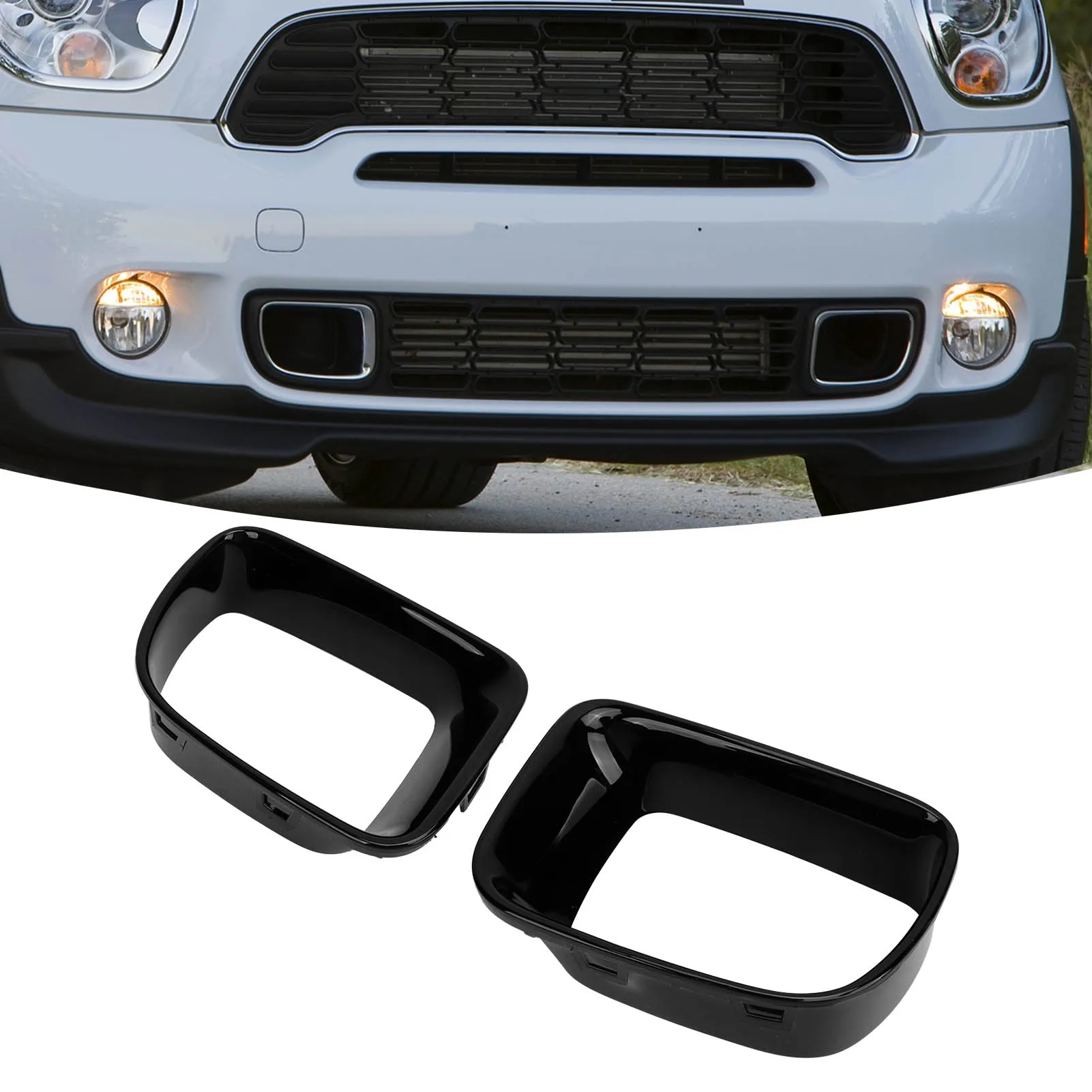 

1 Pair of Gloss Black Front Bumper Lower Grille Bezel Frame Trim 51119803941 51119803942 for Mini Countryman R60 2010-2016