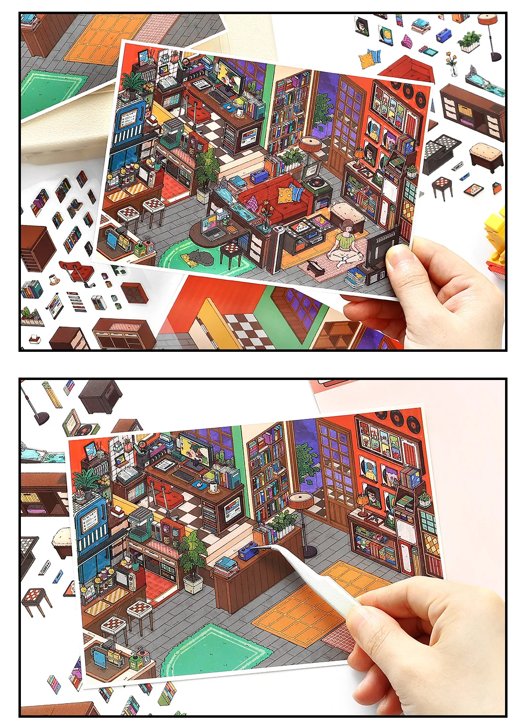 Kawaii Kunstausstellung 3D Bahnhof Park Landschaft Aufkleber DIY Taschenkabine Szene Weihnachtsgeschenke ﻿ – Detail 10