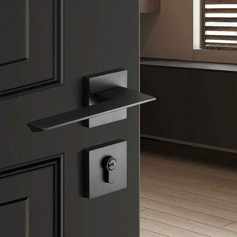 

Nordic Door Lock Indoor Bedroom Silent Magnetic Suction Split Lock Black Steel Wire Drawing Door Lock American Door Lock Simple