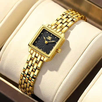 OPK 6070 Simple Fashion Women Quartz Watch Elegance Square Minimalist Dial Stainless Steel 30M Waterproof Watch For Women