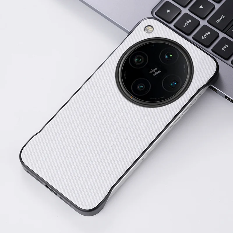 Sleek Carbon Fiber Style Phone Case with Frameless Holder Cover