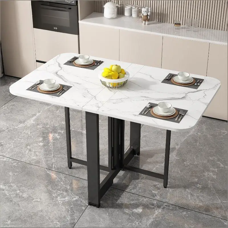 Foldable dining table, suitable for rental, small apartments, and home use, multifunctional rectangular dining table