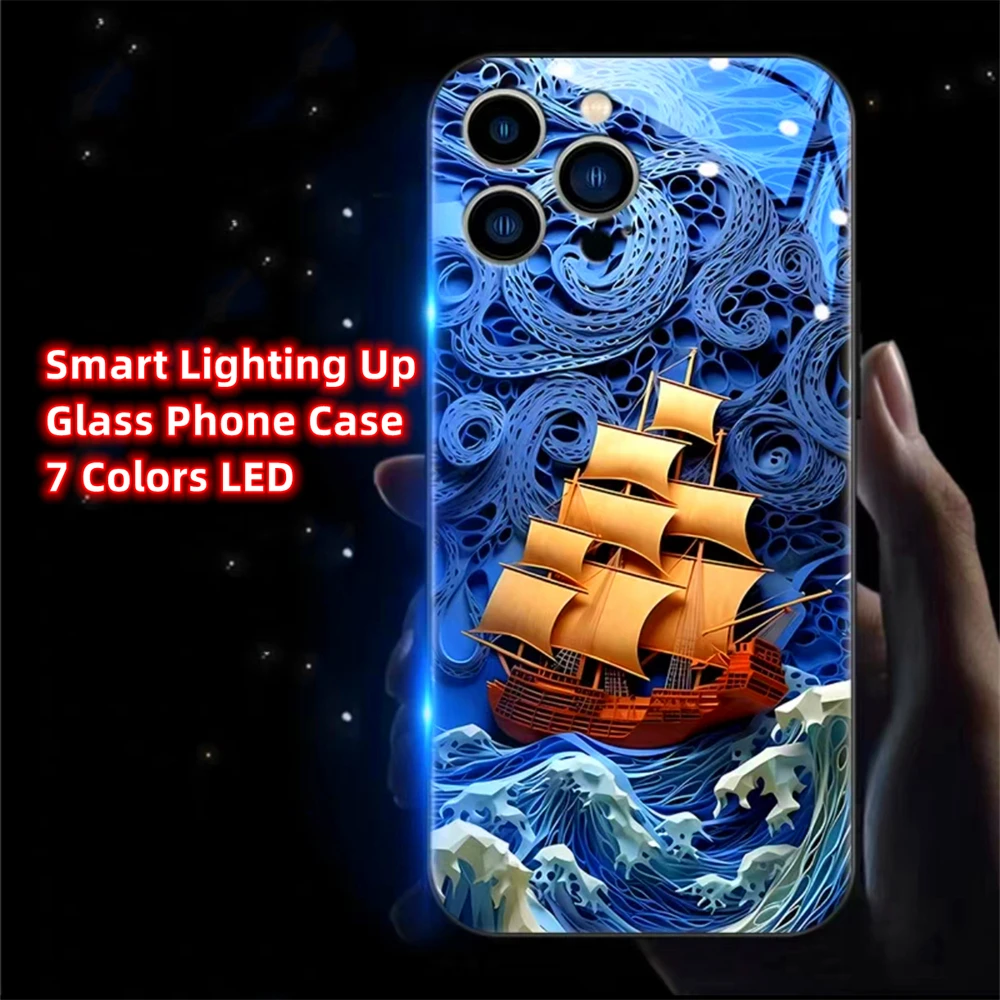 Psychedelische Sternenhimmel Leuchtende Handyhülle LED-Licht Glas Stoßfeste Abdeckung für Samsung S26 S25 S24 S23 S22 S21 FE Plus Ultra – Detail 28