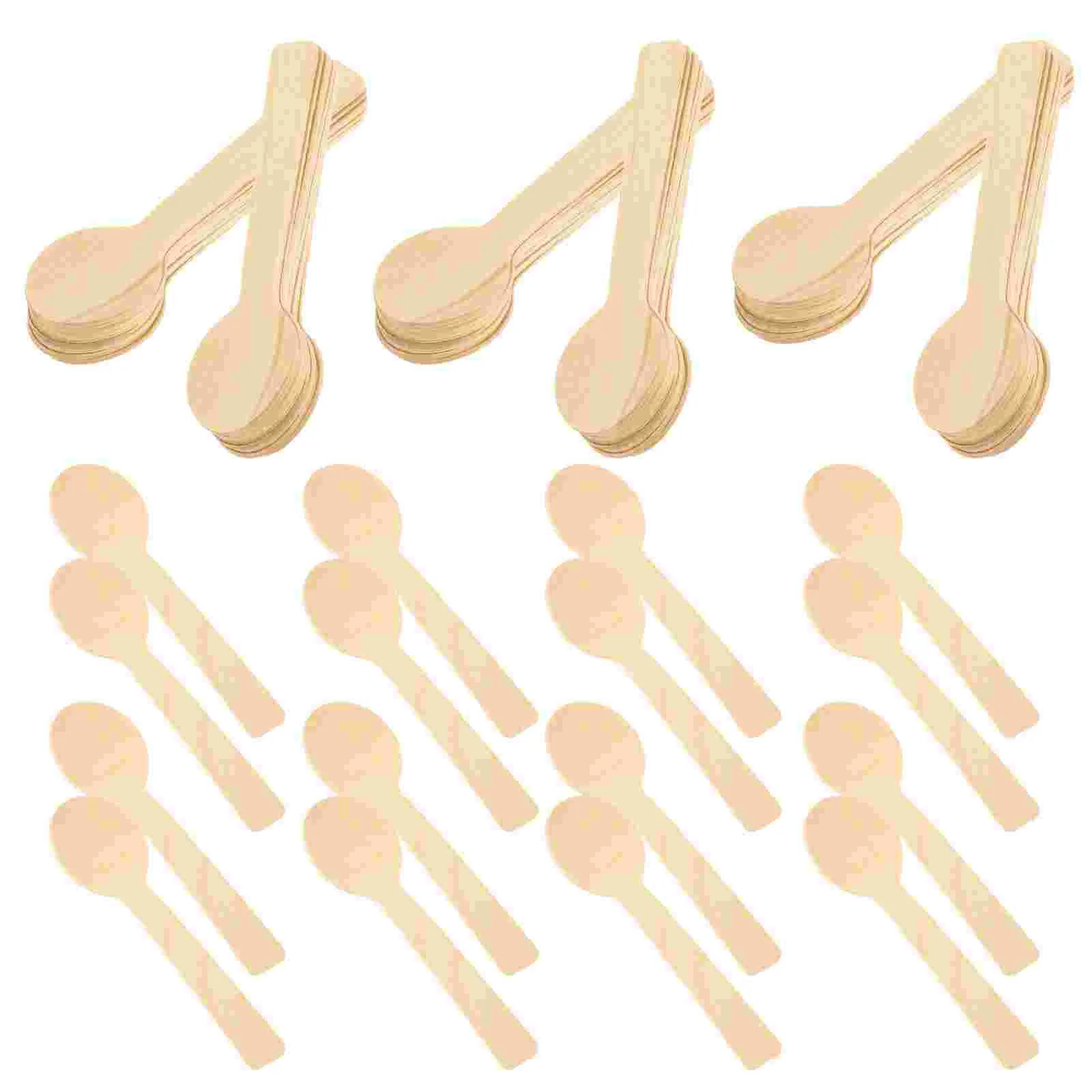 

100 Pcs Disposable Spoon Biodegradable Birch Wood Wooden Knife Honey Bamboo Small