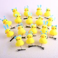 Dessin animé drôle enfants 3D petit canard jaune en peluche épingle à cheveux mode Animal bec de canard pince accessoires chapeaux cadeau en gros 5