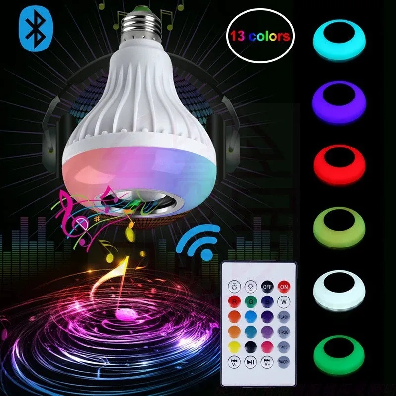 E27 Light Bulb Bluetooth RGB Speaker Music Remote Control Bath Buddy LED Lamp Bathroom Bedroom Home Holiday Decor Party