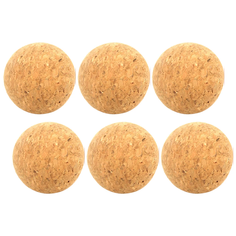 6팩 천연 코르크 푸스볼 공 실내 게임용 원목 테이블 축구 교체용 공 저소음 36mm 40mm 45mm 50mm