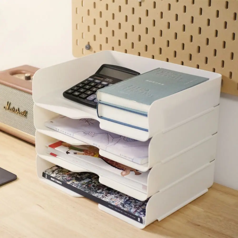 Stackable Desk Organizer Paper Tray Holder Office Desktop File Letter Book Document Filing Shelf Cosmetics Storage Rack storage box storage racks file organizer