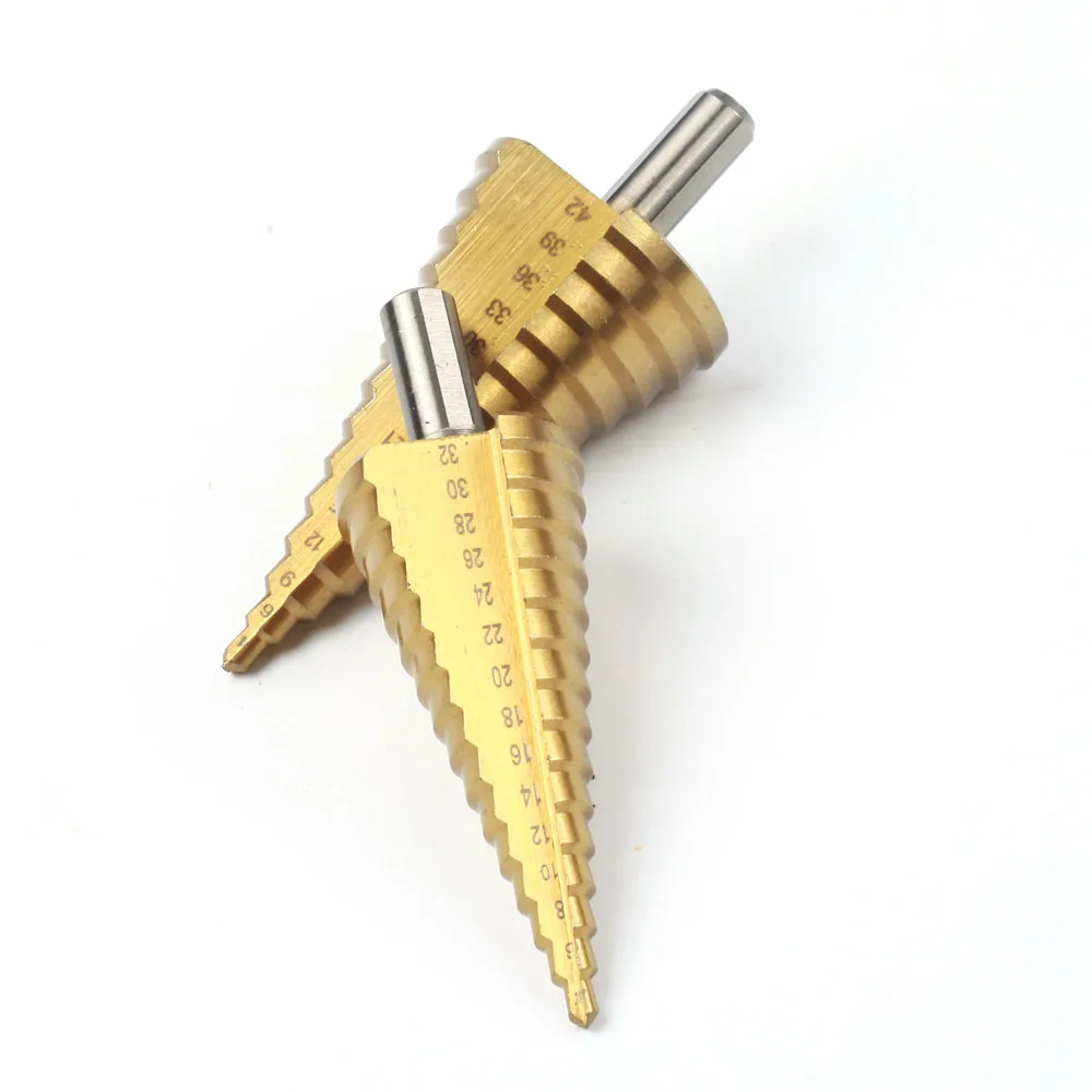 4-32 4-42 mm HSS Titanium Coated Step Drill Bit Drilling Power ToolsMetal High Speed Steel Wood Hole Cutter Step Cone Drill 1Pcs step drill bit,step drill,drill bits,drill bit,drill cutter