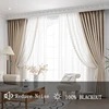 100% Full Blackout Curtains Custom Made Thermal Insulation Reduce Noise Solid Color Jacquard Bedroom Living Room Curtains 3