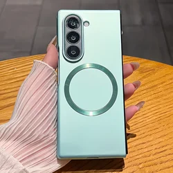 Sleek Magnetic Frosted Metal Case with Magsafe Compatibility for Galaxy Z Fold6 (Cyan)