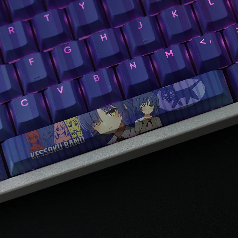 Chaves Pbt Tintura Subbed Keycaps dos Desenhos Animados Anime Gaming Key Caps Bocchi a Rocha Yamada Ryo Backlit Keycap para Ansi Layout 108 - Imagem 5