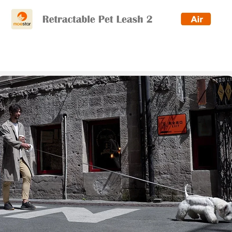 Retractable Pet Leash Youpin MOESTAR Retractable Pet Leash 2 Air 180g Dog Traction Rope 3M Length for Max 30KG Pet Withstand Max 950N Tensile Force