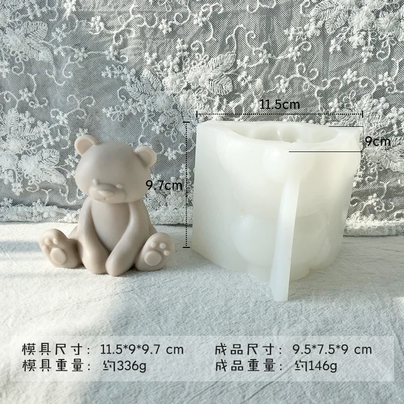 3D Teddy Bear Silicone Candle Mold Handmade Fondant Aromatherapy