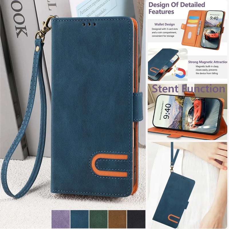 Vintage Leather Wallet Phone Case with Card Holder
