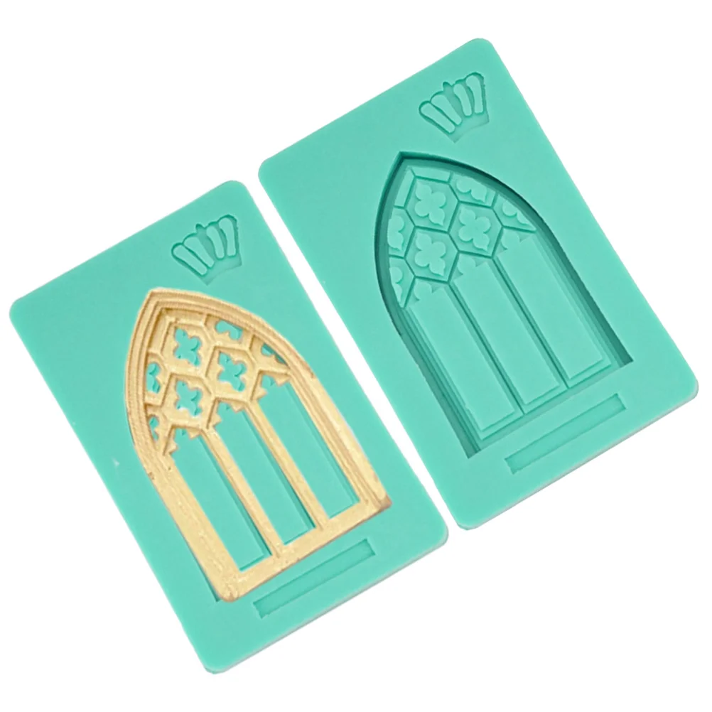 

1pc Silicone Cake Mold Baking Tool Mould European Style Retro Iron Art Window Shape for Chocolate Cake (Green)