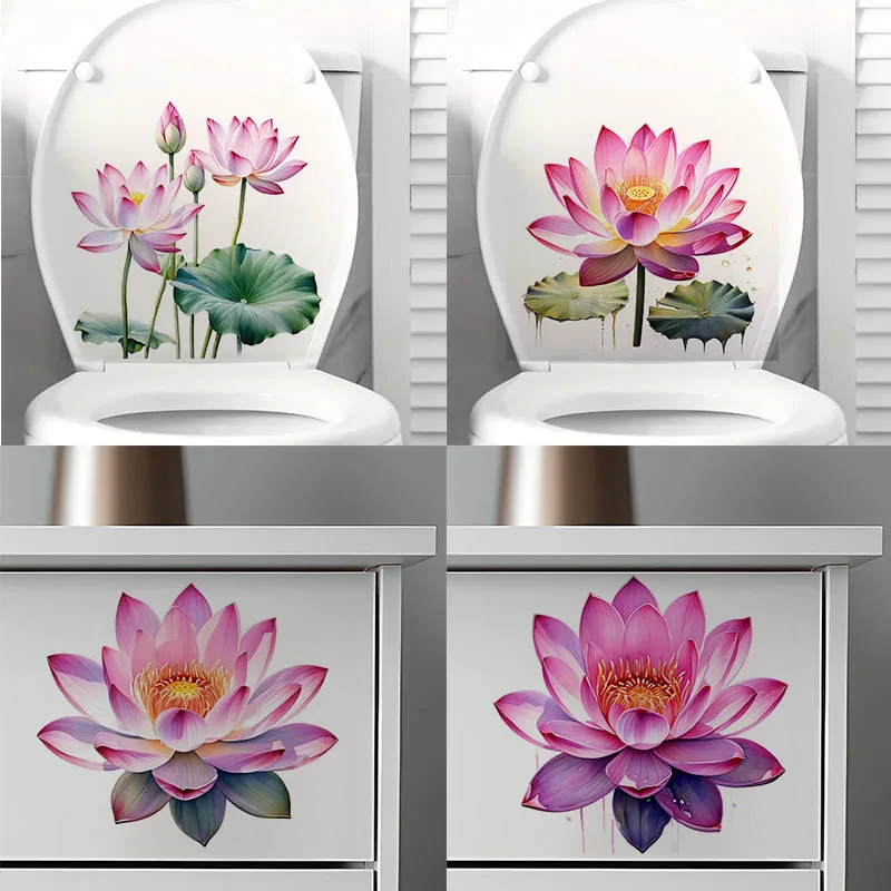 Gorgeous Lotus Toilet Stickers Decoration for Living Room, Wall, Bedroom, and Home Decor Car Decals Self-Adhesive