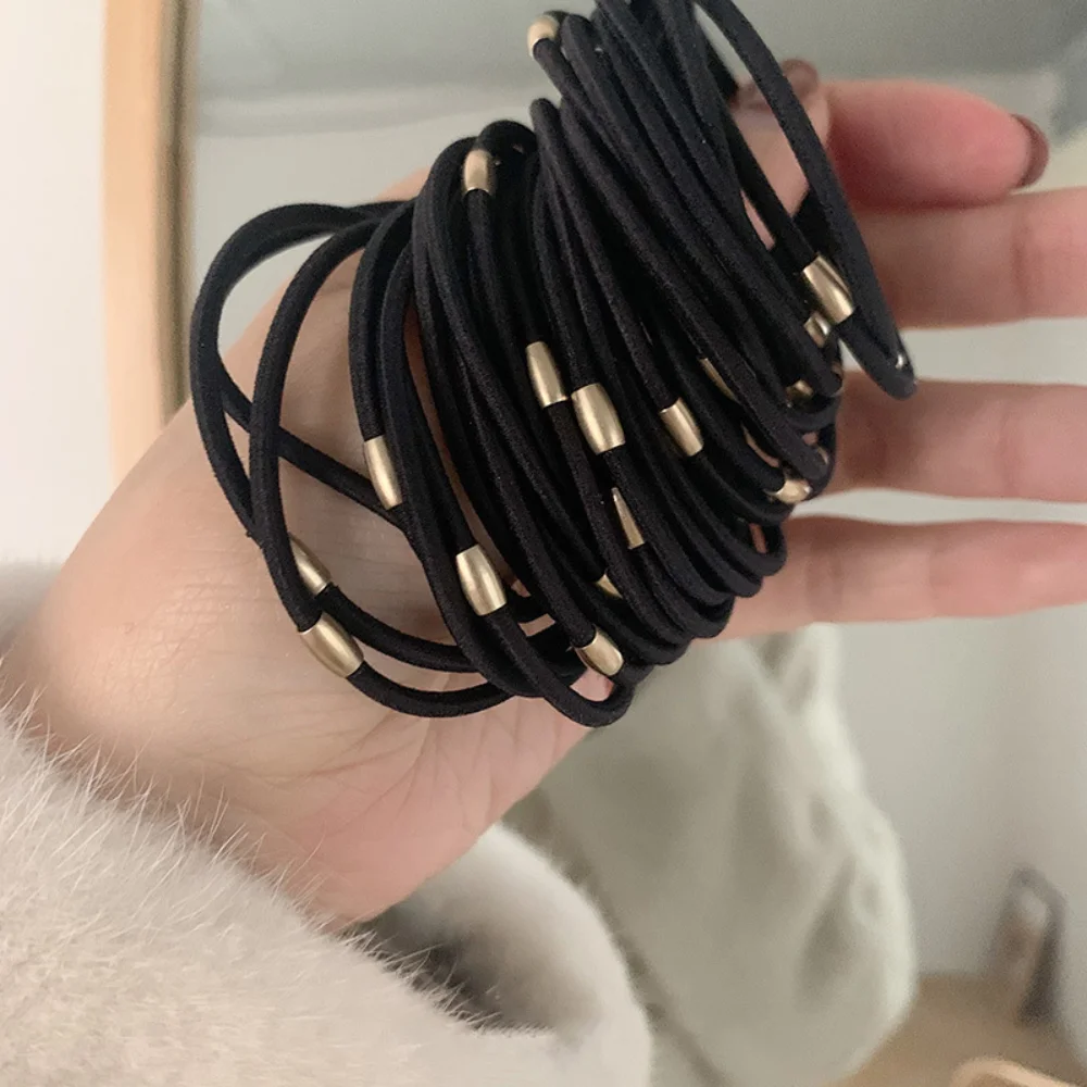 10PCS Durable Hair Band Temperament Women's Hair Rope Simple High Elastic Black Thin Hair Circle Head Rope Hair Accessories durable high quality washer jet black component plastic 28930ax600 windscreen washer jet windshield washer jet