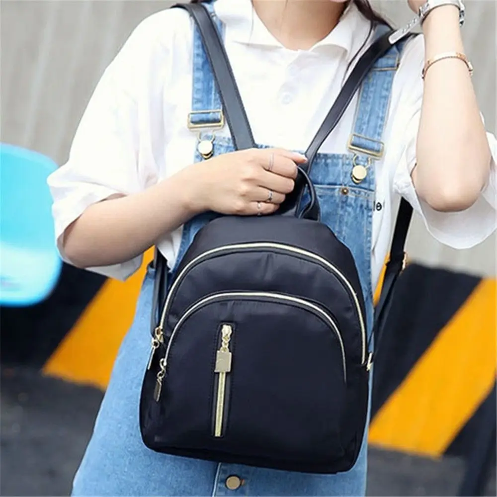Fashion Women's Mini Backpack Multi-Function Oxford Daypack Shoulder Bag Portable Black Travel Girl Purse