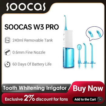 SOOCAS W3 프로 치아 미백 세정기, 휴대용 분리형 물 탱크, 방수 전기 치과 결석 제거기, 치과 청소
