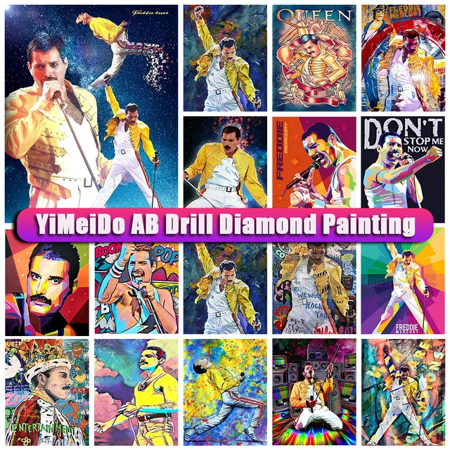 Queen Ribbon Freddie Mercury Diamond Painting 5D Diy Beads Puzzle Rock Band  AB Drill Art Embroider Cross Stitch Kit Home Decor