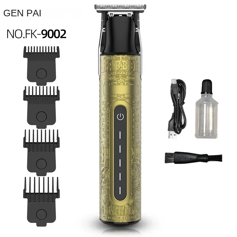 Hair Clipper Oil Head Carving White Hair Clipper Water Washing Magnetic Limit Comb Cross-border Hair Trimmer for Men  Barber