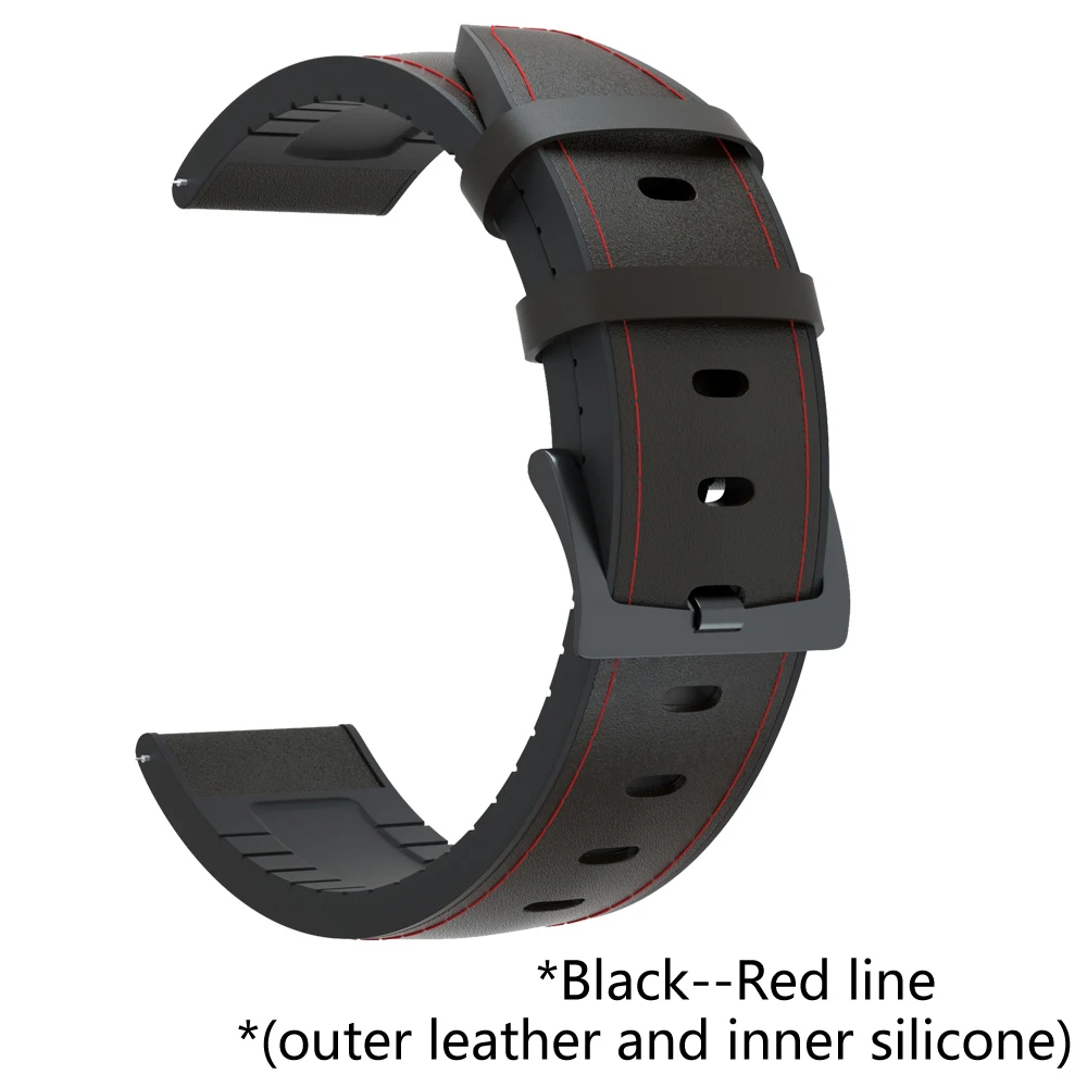 Premium Leather Silicone Bracelet Strap - 22mm Replacement Watchband