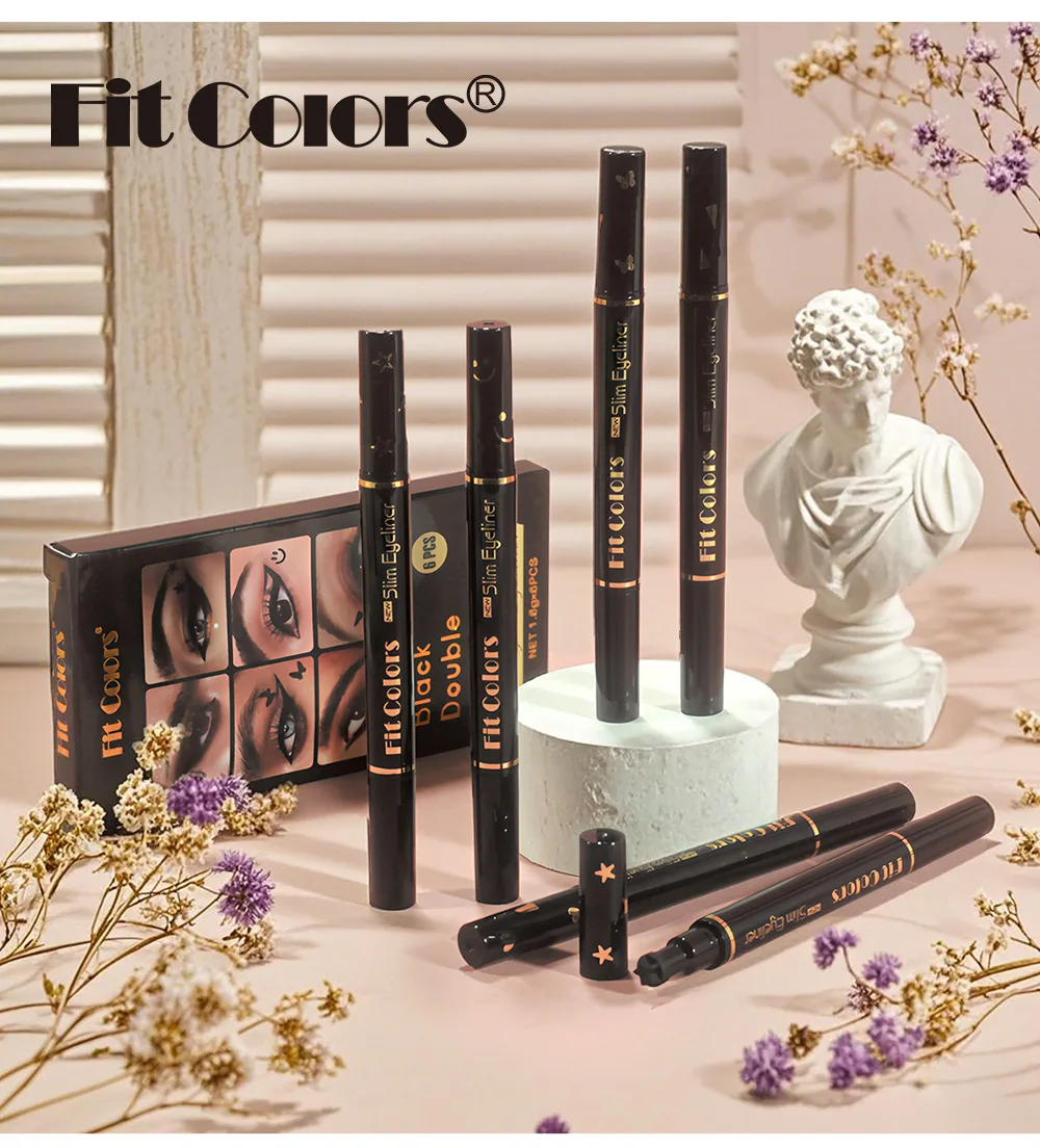 Waterproof Liquid Eyeliner Set Double Ended Stamp Makeup Kit_voghion.com