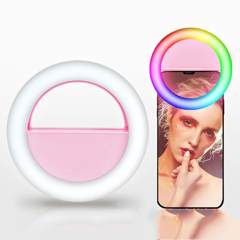 LED Selfie Ring Light For Mobile Phone Lens Portable RGB Colorful Flash
