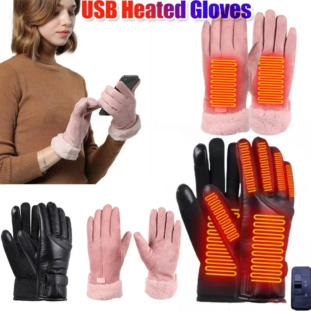USB Electric Heated Gloves Outdoor Thermal gloves Hand warmer Winter Ski Gloves Motorcycle heated gloves Waterproof Touch Screen