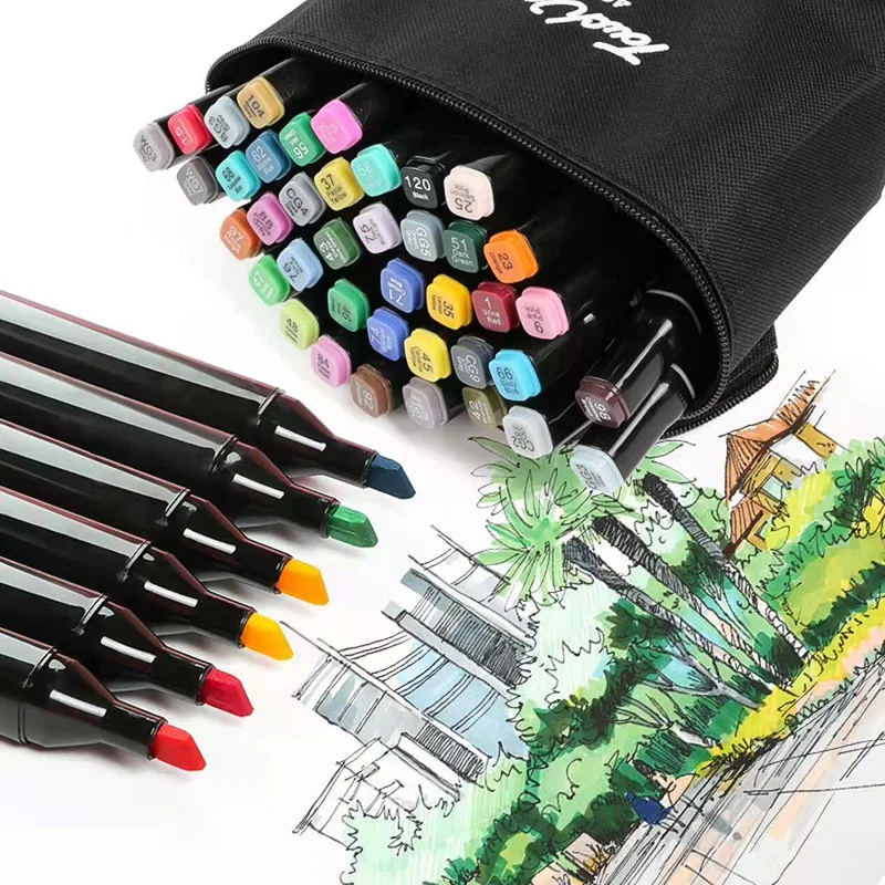 Double Headed Marker Set Best Colouring Markers Drawing Alcohol Marker Oily Sketching Draw Aesthetic School Supplies Stationery