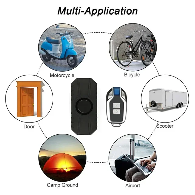 Wireless Bicycle Vibration Alarm USB Charge Waterproof Motorcycle Electric Bike Alarm Remote Control Anti Lost Security Sensor 5