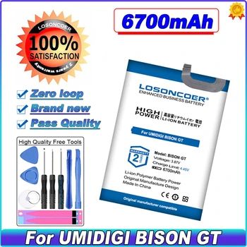 LOSONCOER 6700mAh Mobile Phone Battery For UMIDIGI BISON GT 6.67 inch Smartphone