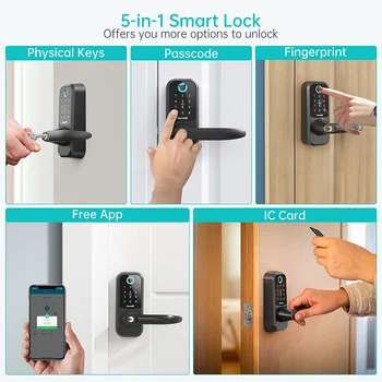 Hornbill Fingerprint Smart Door Lock Bluetooth Digital Electronic Locks Keyless Entry Deadbolt Home Security Protection Handle 3