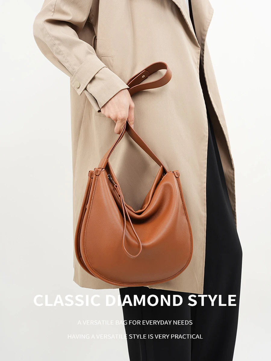 Soft Genuine Leather Women's Bag Commuter Bag Large Capacity New Minimalist Comfortable Tote Bag Cowhide Shoulder Crossbody Bag