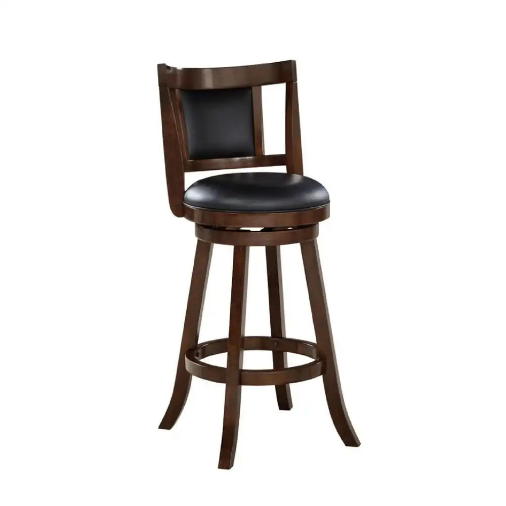 

Counter Height Chair High Back Swivel Wood Bar Stool Cappuccino Finish