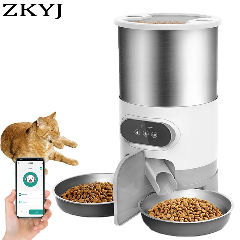 Pet Automatic Feeder Wifi Remote Control Button Version Smart Dog Cat Dry Food Dispenser Bowl