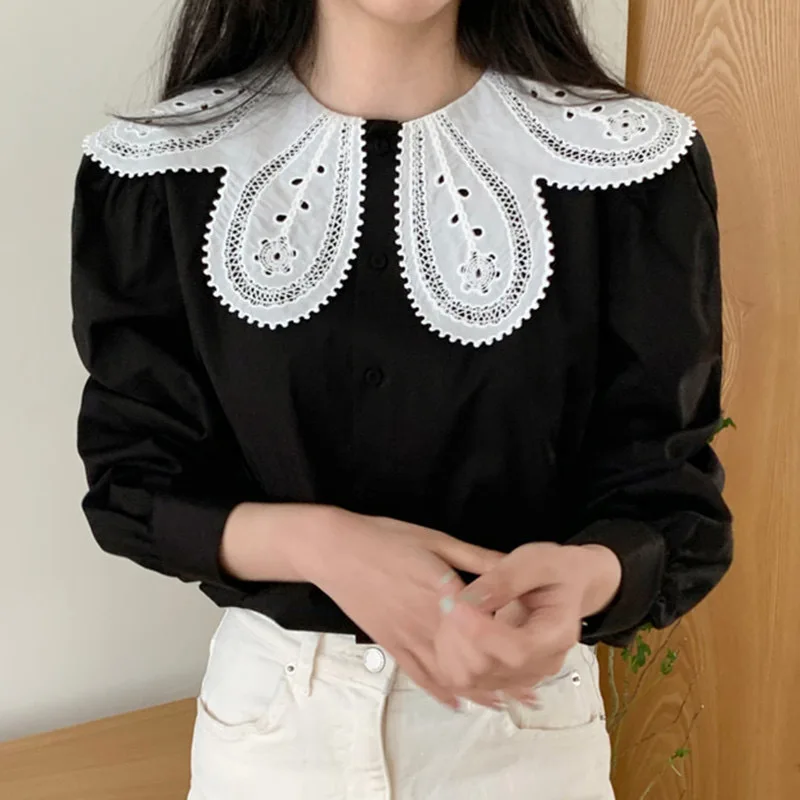 

2022 Spring and Autumn New Korean Loose Doll Collar Shirt