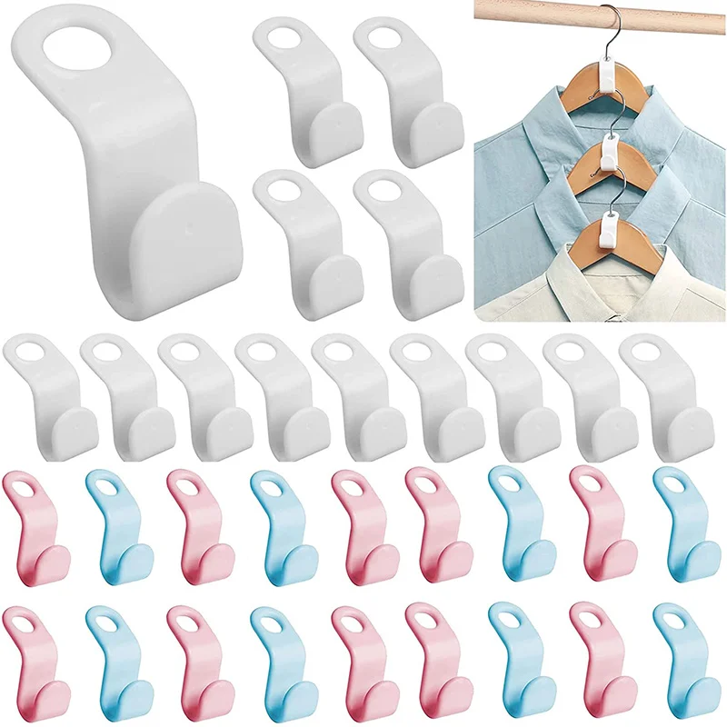

Clothes Hanger Hooks, Closet Connector Hook, Cascading Hanger, Plastic Extender Clips, Wardrobe Coat Organizer, Space Saving, 10