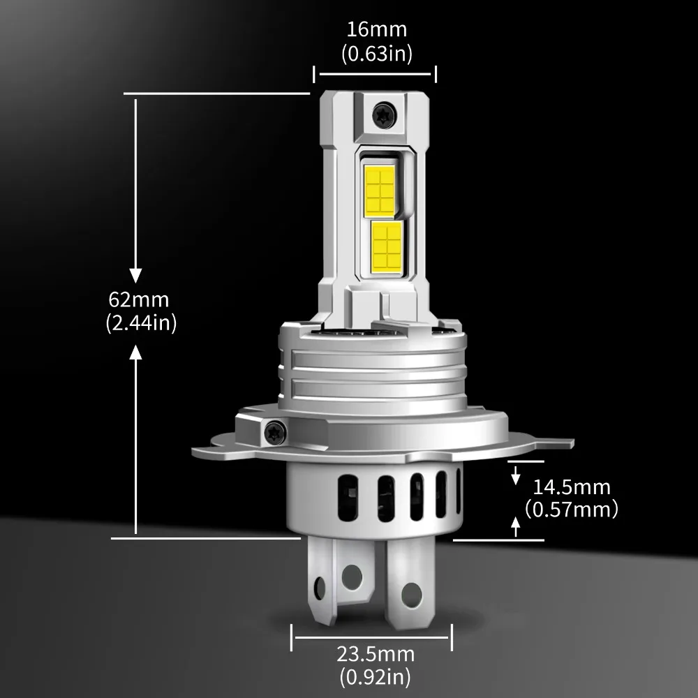 2개입 CANBUS H4 LED 오토바이 전구 6500K 30000LM 110W 9003 HB2 CSP LED 상하향등 무선 팬리스 미니 사이즈 (펀 기능 포함)
