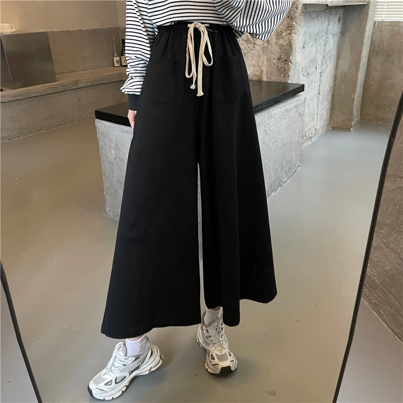 nike sweatpants High Waist Casual Pants Women's Spring and Autumn Thin 2022 New Loose Black Wide Leg Pants Cropped Pants  Sweat Pants Women high waisted jeans