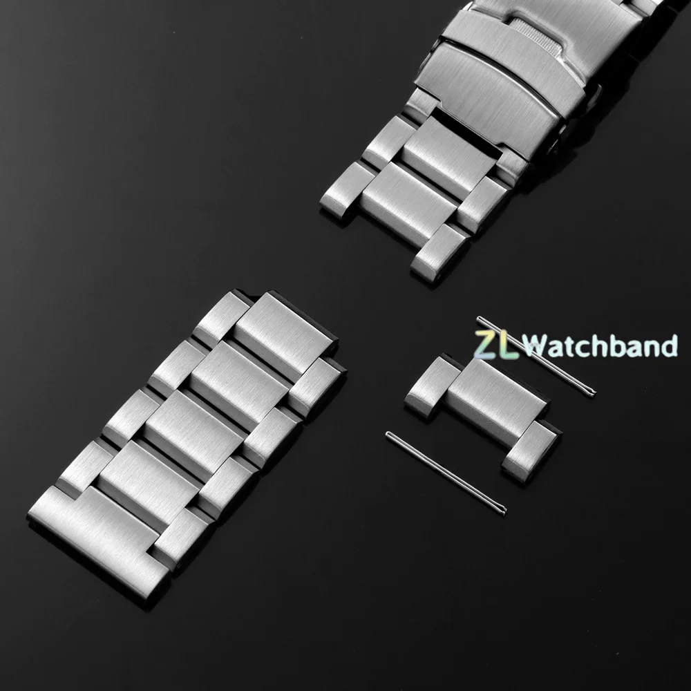 Stainless Steel Silver Watch Strap with Metal Folding Buckle