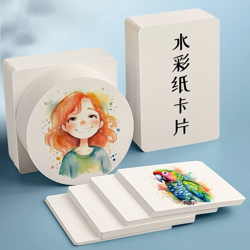 25매 300g 수채화 엽서, 사각형 둥근 모서리가 있는 빈 판지, 예술 그림 서예 북마크 카드