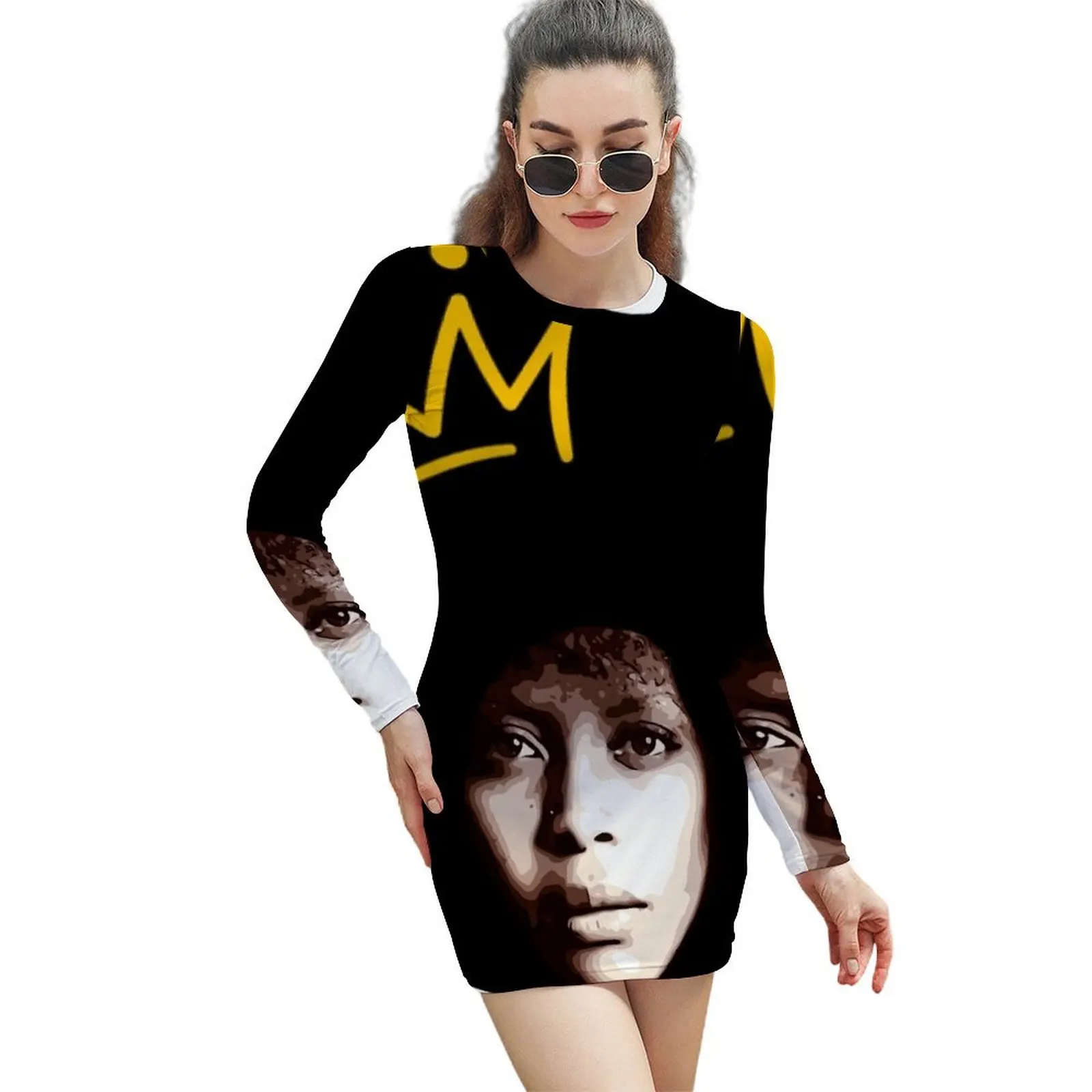 

Erykah Badu illustration Long-Sleeved Sheath Dress Women's dress Woman clothes