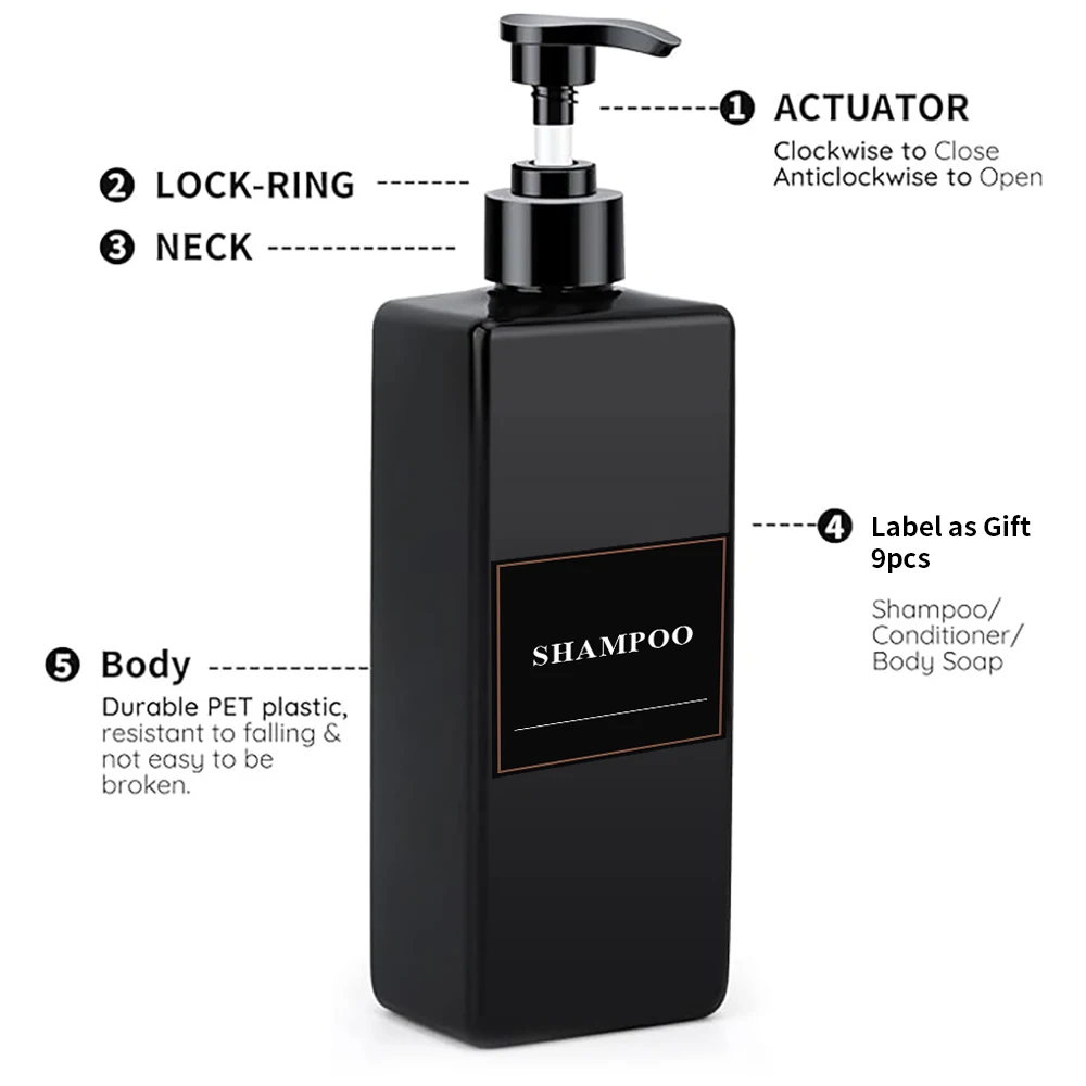 Soap Bottle Liquid Soap Dispenser 17.6 UK FL OZ Refillable Empty Shampoo Conditioner Container for Bathroom Supplies