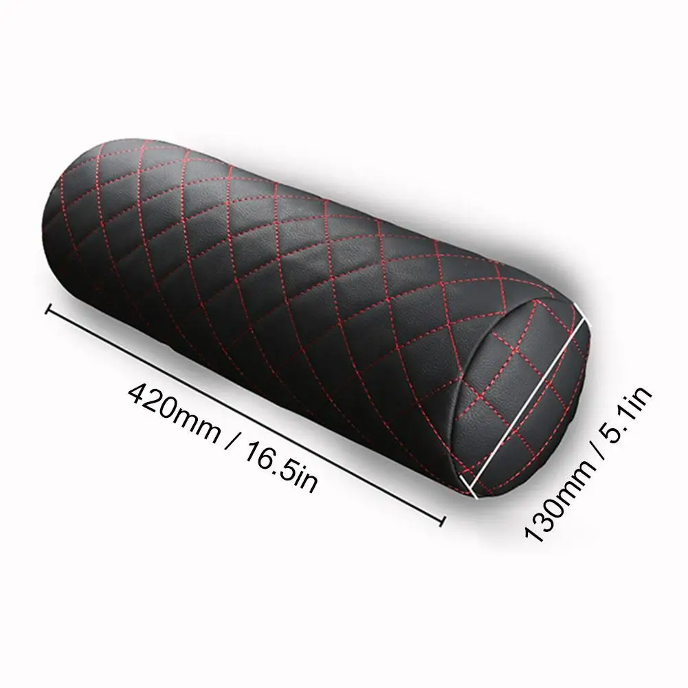 Car Seat Headrest Memory Foam Pillow Soft Breathable Cylinder Neck Pillow with Leather Cover for Car Comprehensive Support