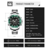 SKMEI 1850  Alarm Men Clock Waterproof Stainless Steel Relogio Masculino Dual Display Watches Mens Fashion Digital Wristwatches 6
