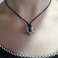 Collier gothique avec pendentif étoile creuse, corde en cuir Vintage, bijoux à la mode pour femmes et hommes, pentagrammes, breloque ras du cou, cadeau 4