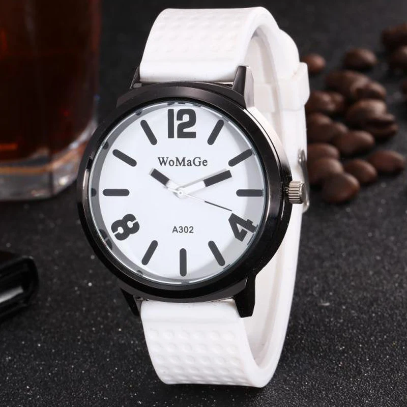 

Womage Fashion White Watches Women Big Dial Quartz Watches Woman Man Unsex Student Sport Watches Reloj Mujer Relogio Feminino