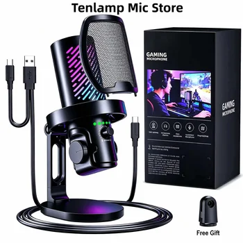 Tenlamp RGB USB Streaming Microphone ,Professionl Computer Condenser Mic For PC Mac Recording YouTube Podcasting Gaming Laptop Desktop 1